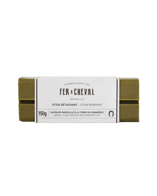 Stick détachant 150g Terre de Sommières Fer à Cheval chez CQFD Avignon. Anti-taches gras et herbe 100% naturel pour linge de couleur. Made in Marseille.