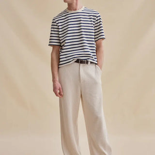 T-shirt marin Le Minor écru/marine