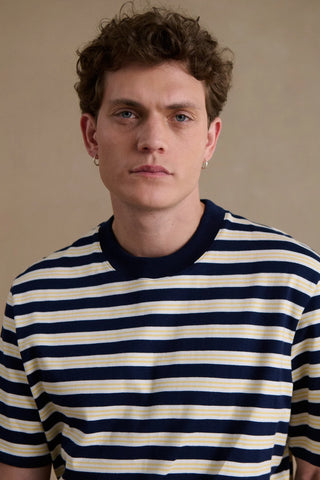 T-shirt Andy rayé - marine / blanc / jaune maïs