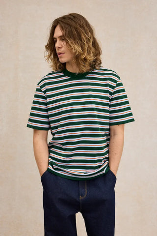 T-shirt Andy rayé vert / bleu / rouille