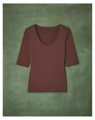 T-shirt Manches Courtes Laine Mérinos Femme Chocolat - Ellen | CQFD