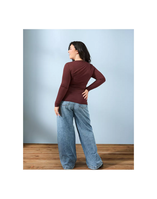 T-shirt Manches Longues Laine Mérinos Femme Chocolat - Ellen | CQFD