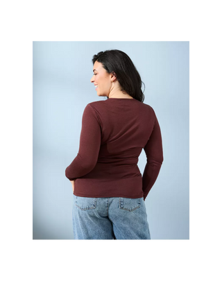 T-shirt Manches Longues Laine Mérinos Femme Chocolat - Ellen | CQFD