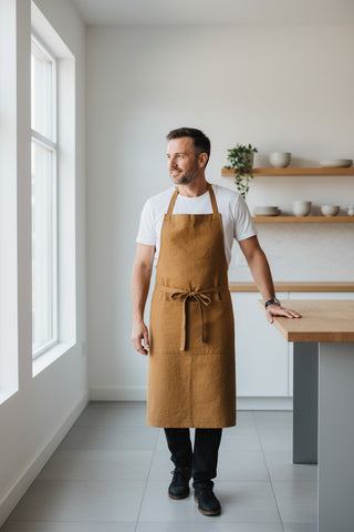 Tablier Menuisier Camel Charvet - Lin & Coton Made in France | CQFD