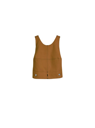 Découvrez le haut "Dos Nu" Chicorée Claudia Carmona chez CQFD. Un top décolleté dos modulable en robe ou salopette, en coton bio recyclé et teinture naturelle.