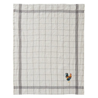 Torchon Bistrot 100% lin blanc brodé Coq par Charvet Éditions. L'excellence textile d'Armentières durable et absorbante. À shopper chez CQFD Avignon !