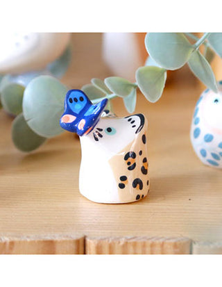 léopard papillon en faience dodo toucan peint à la main
