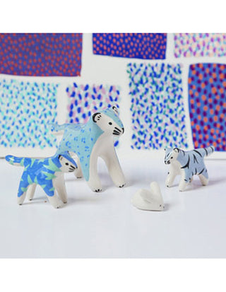 mini tigre bleu et vert dodo toucan en faience peint à la main