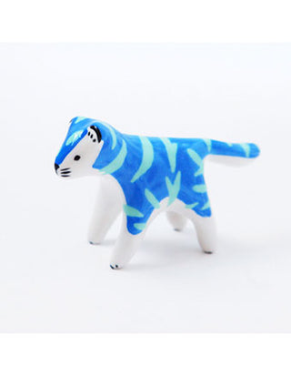 mini tigre bleu et vert dodo toucan en faience peint à la main