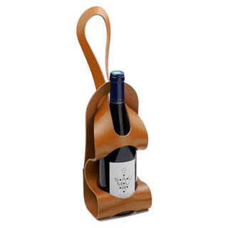 porte-bouteille en cuir cognac l'originale la bouclée