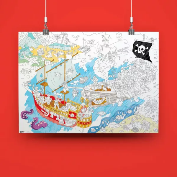 Poster géant à colorier Pirates OMY