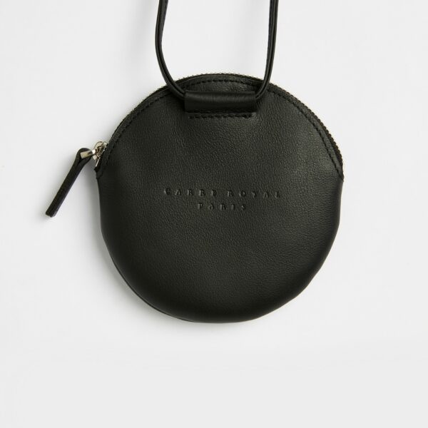 mini sac rond en cuir noir