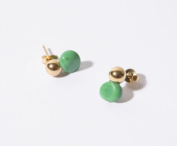 puces boucles d'oreilles smack doré vert made in france chic alors