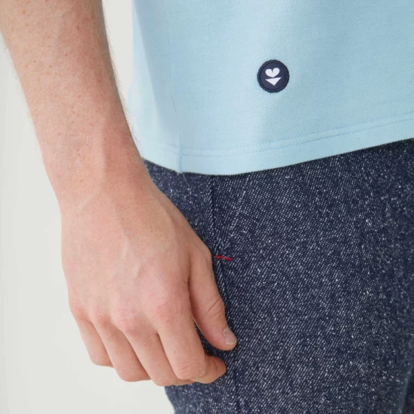 Polo en piqué de coton bleu aquatique – Le Slip Français