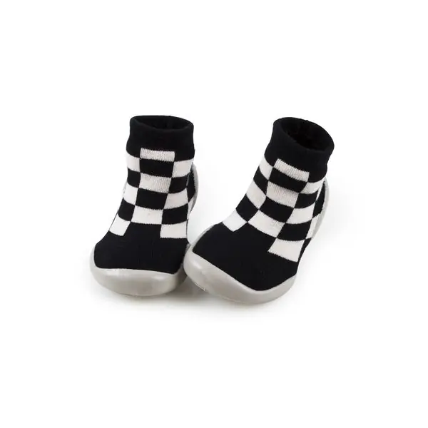 chaussons collegien antiderapants damier.2