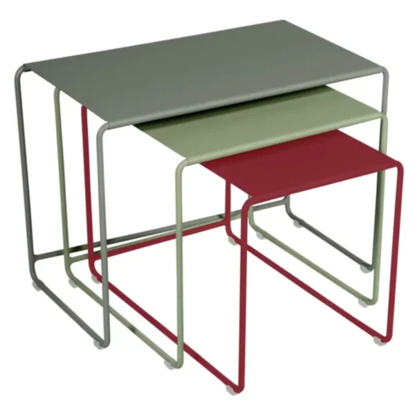 Lot de 3 tables gigognes OULALA Fermob – romarin/cactus/piment