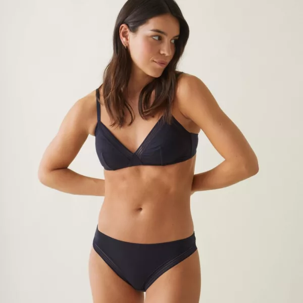 Triangle sans armatures Justine bleu marine – Le Slip Français