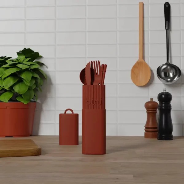 Kit de couverts réutilisables BINI – Terracotta