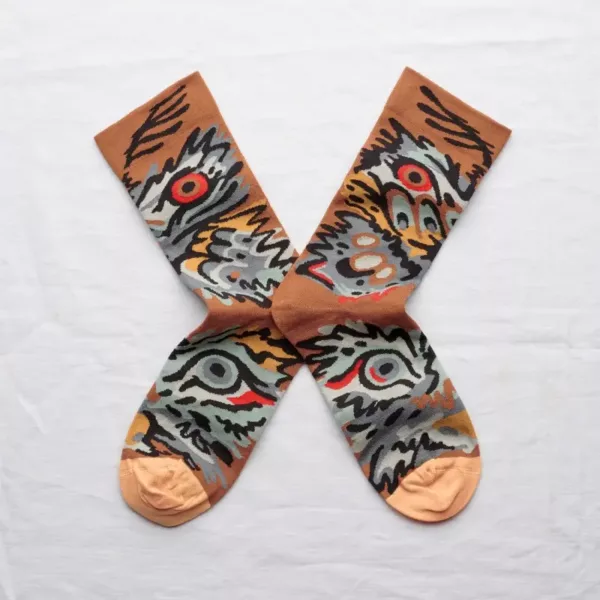 Chaussettes Bonne Maison Papillon caramel