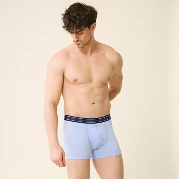 Boxer Marius en coton bio Bleu ciel ceinture Le Slip Français