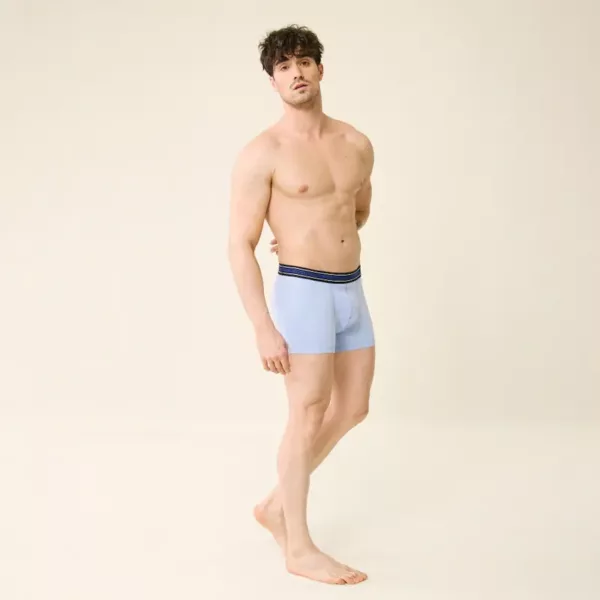 Boxer Marius en coton bio Bleu ciel ceinture Le Slip Français