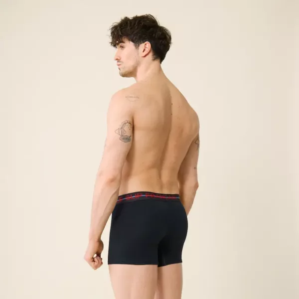 Boxer Marius en coton bio Marine ceinture rouge Le Slip Français