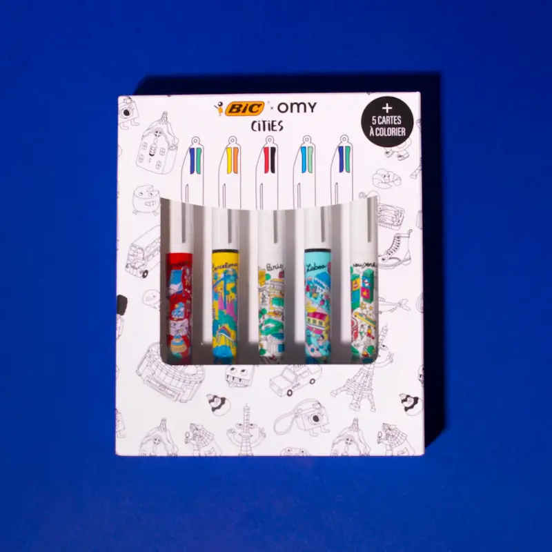 Coffret 4 couleurs® BIC x OMY, 100% made in France 🇫🇷
