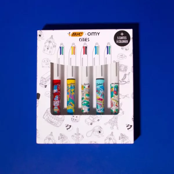 Coffret 5 stylos 4 couleurs® BIC x OMY