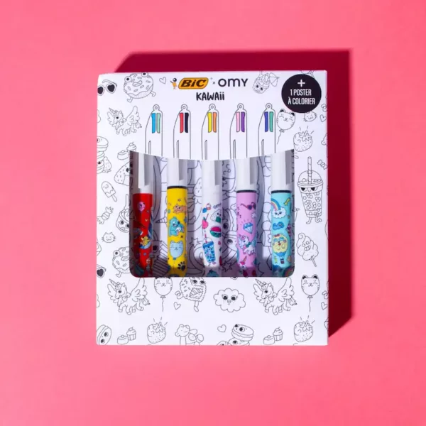 Coffret 5 stylos 4 couleurs® BIC x OMY