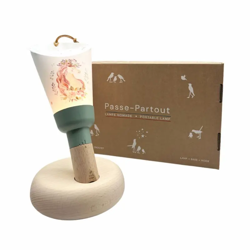 Coffret lampe nomade Licorne vert sauge Maison Polochon