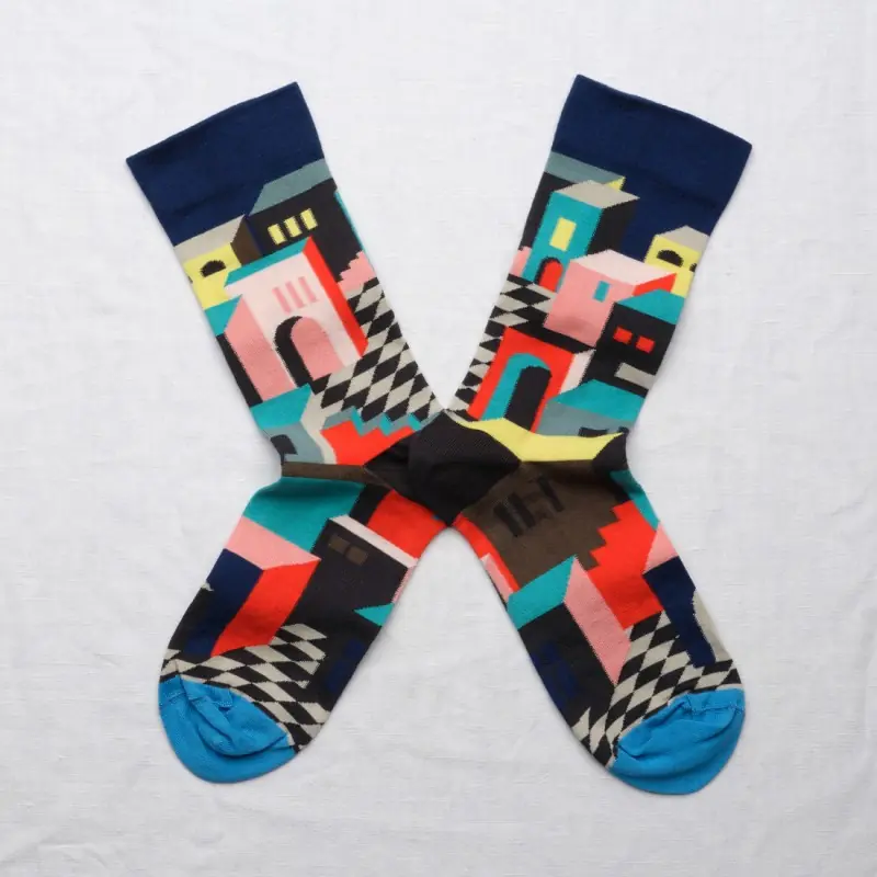 Chaussettes Bonne Maison Decor Bleu Fonce