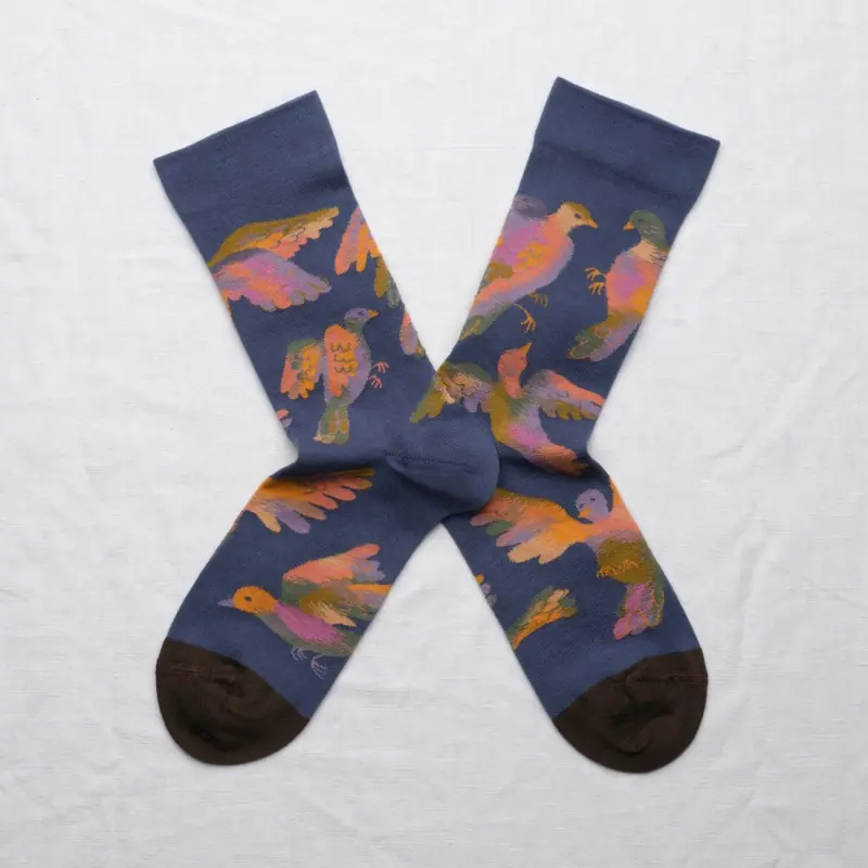 Chaussettes Bonne Maison Oiseaux Denim