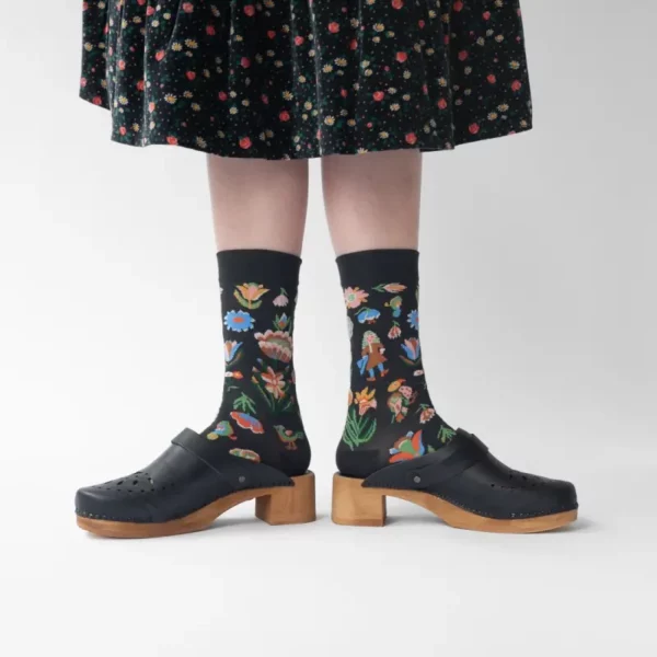 Chaussettes Bonne Maison Tapisserie faux noir