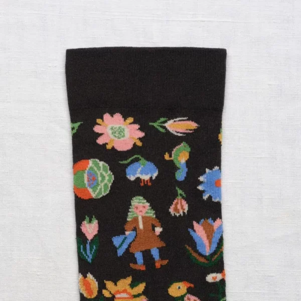 Chaussettes Bonne Maison Tapisserie faux noir