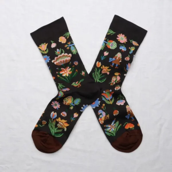 Chaussettes Bonne Maison Tapisserie faux noir