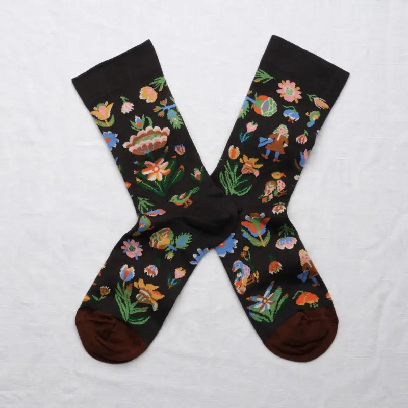 Chaussettes Bonne Maison Tapisserie faux noir